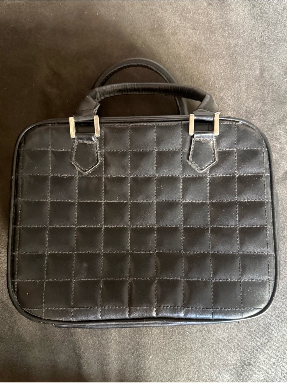 Black Quilted Jewelry Organizer Travel Case with Removable Clear Zip Pouches